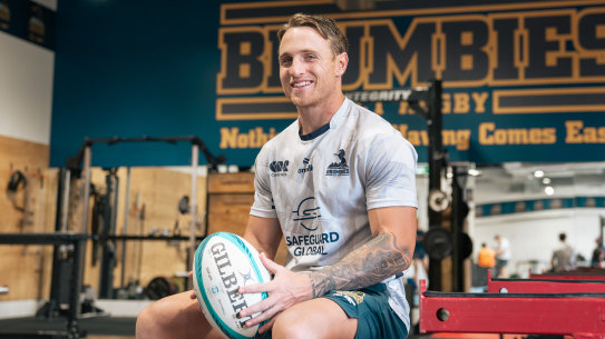 Corey Toole in the Brumbies gym ahead of the Waratahs game.
