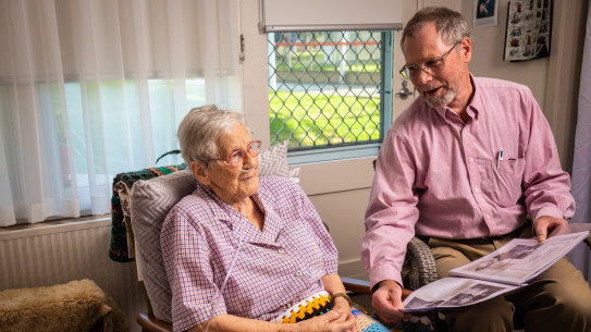 Andreas Makarewitsch, 66, and his mother Anita Makarewitsch 94. Anita is in palliative care at a residential aged care facility in the Barwon region.