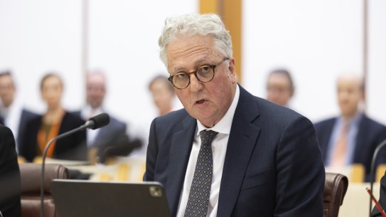 University of Sydney vice chancellor Professor Mark Scott speaking at the hearing.