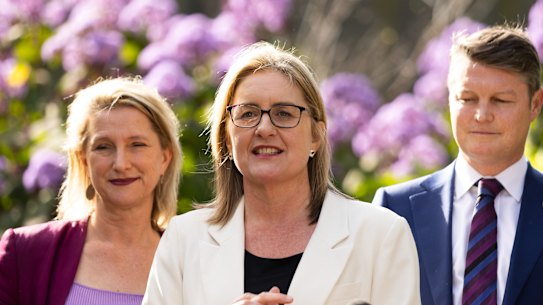 Jacinta Allan speaks as premier-elect yesterday.