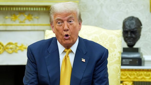 Donald Trump accused Barack Obama of treason in the Oval Office on Tuesday.
