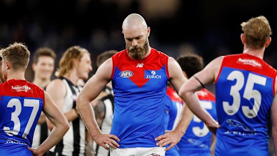 A dejected Max Gawn after the loss to Collingwood.