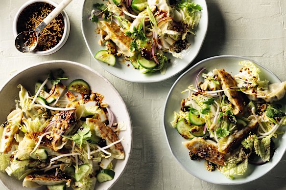 Sesame-soy dumpling salad.