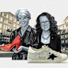 ANU’s Julie Bishop and Genevieve Bell with their controversial shoes