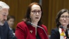 Emeritus Professor Rosalind Croucher, President, Australian Human Rights Commission, during a Senate estimates hearing at Parliament House in Canberra on Friday.