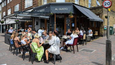 Londoners dining out in Clapham.