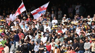 The Barmy Army at the MCG on day one. 