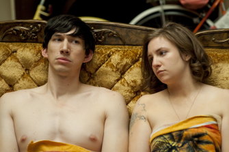 “He does sort of look like the original man” is how a character once described Adam (Adam Driver), pictured with <i>Girls</i> creator and star Lena Dunham.