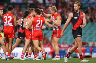 Swans have a six-point lead over the Bombers.