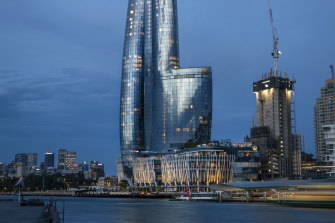 The $2.2 billion tower of Crown Sydney, where the gaming floors remain shut. 