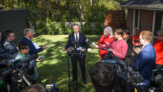 Labor is planning an aggressive push into Liberal-held seats, starting its election campaign in the backyard of a house in the Melbourne electorate of Deakin