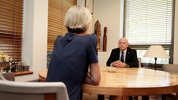 Foreign Minister Julie Bishop meets with Russian Ambassador Grigory Logvinov at Parliament House.
