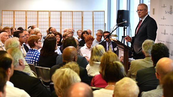 Scott Morrison delivers a speech to the Sydney Institute on Saturday.