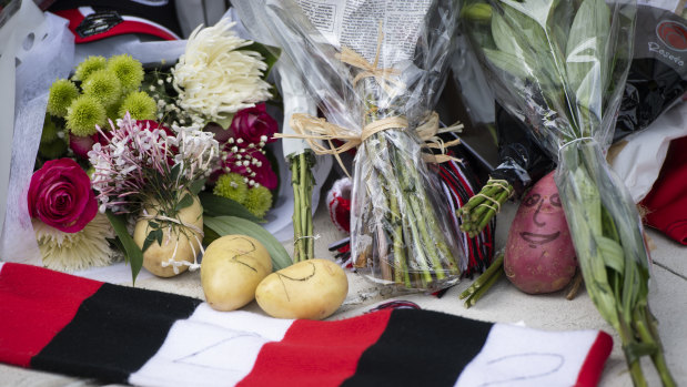 Fans have laid tributes, including potatoes, for Danny "Spud" Frawley. 