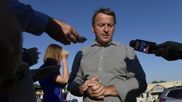 Annapolis Mayor Gavin Buckley speaks to reporters near the scene of a shooting in the Maryland capital.