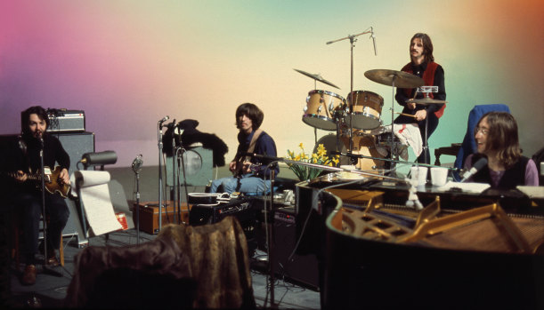 Paul McCartney, George Harrison, Ringo Starr and John Lennon in Peter Jackson's documentary The Beatles: Get Back.