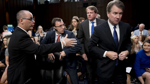 Brett Kavanaugh did not shake hands with Fred Guttenberg when he approached him after the morning session.
