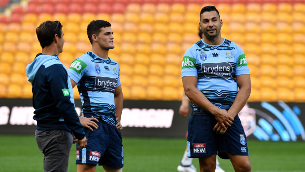 Team first: Ryan James (right) embodies everything that is right about Brad Fittler’s NSW side this year.