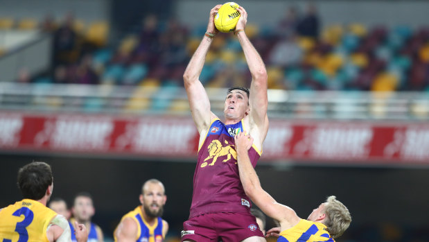 Oscar McInerney rising above the pack against the West Coast Eagles at the weekend.