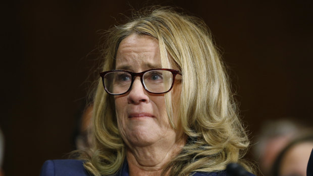 Christine Blasey Ford speaks during a hearing of the Senate Judiciary Committee on Capitol Hill in Washington on Thursday.