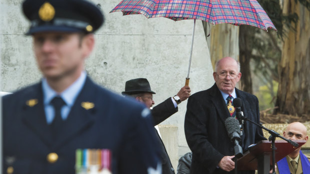 Governor-General Sir Peter Cosgrove speaks at the Vietnam Veterans remembrance ceremony.