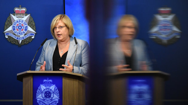 Victorian Police Minister Lisa Neville announces the ban on sales on March 31. 