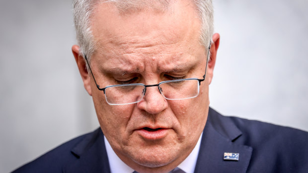 Prime Minister Scott Morrison holds a media conference after meeting with premiers and chief ministers on Friday.