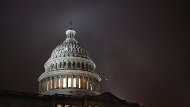 Mist rolls over the US Capitol dome before the House Judiciary Committee hearing on the impeachment inquiry of President Donald Trump begins.