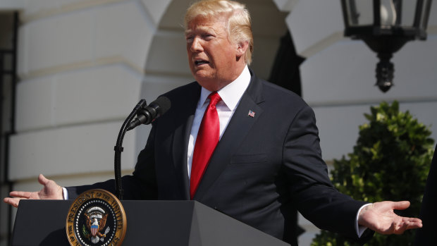 President Donald Trump delivered remarks on the economy from the South Lawn of the White House on Friday.