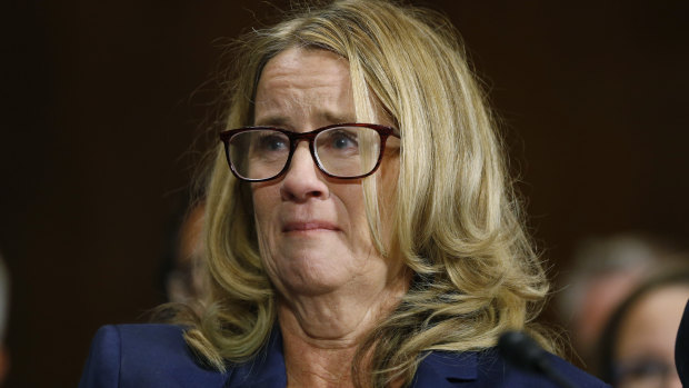Christine Blasey Ford speaks during a hearing of the Senate Judiciary Committee on Capitol Hill in Washington on Thursday.
