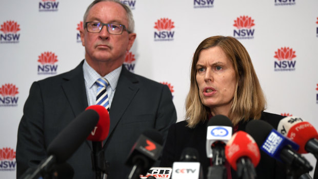 NSW Health Minister Brad Hazzard (left) and NSW Chief Health Officer Dr Kerry Chant speak to the media.