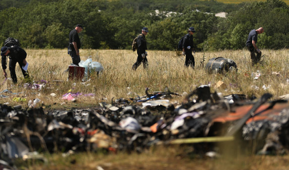 The MH17 crash site in eastern Ukraine in August 2014. 