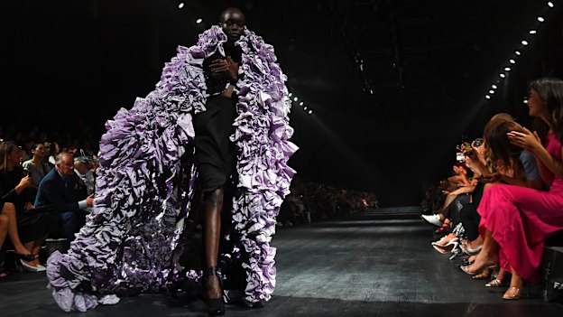 A model in a creation by Toni Maticevski in the Grand Showcase at VAMFF on Thursday.