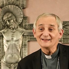 Cardinal Matteo Zuppi at a press conference in Rome in May.