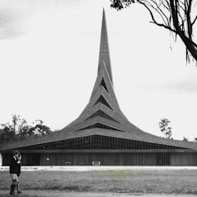 The Polish War Memorial Chapel at Marayong rises in six successive stages, with the final spire reaching nearly 40 metres.