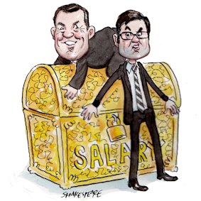 Brett Himbury and Greg Combet. Illustration: John Shakespeare