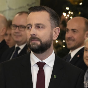 Poland’s defence minister Wladyslaw Kosiniak-Kamysz, centre, in December 2023.