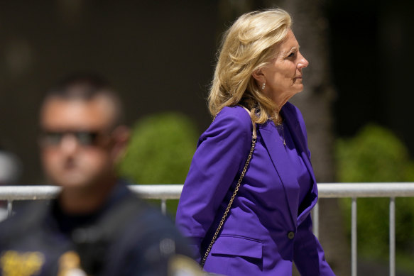 First lady Jill Biden arrives at federal court on Monday.