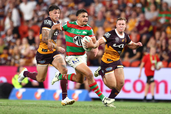 Latrell Mitchell in action during Thursday night’s loss to the Broncos.