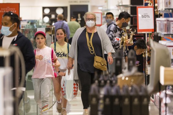 Shoppers in David Jones in the Bourke Street Mall.