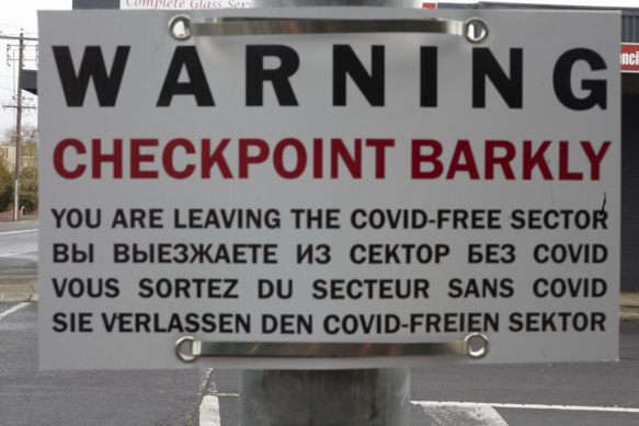 The Checkpoint Barkly sign on a pole in West Footscray.