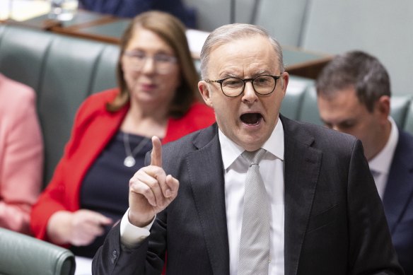 Prime Minister Anthony Albanese during question time on Monday.