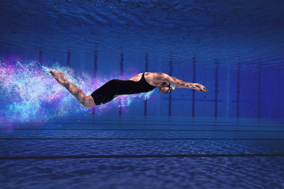 Speedo’s Fastskin suit, inspired
by shark skin, was introduced at the
2000 Sydney Olympics. The texture
helps direct the flow of water and
reduce drag.