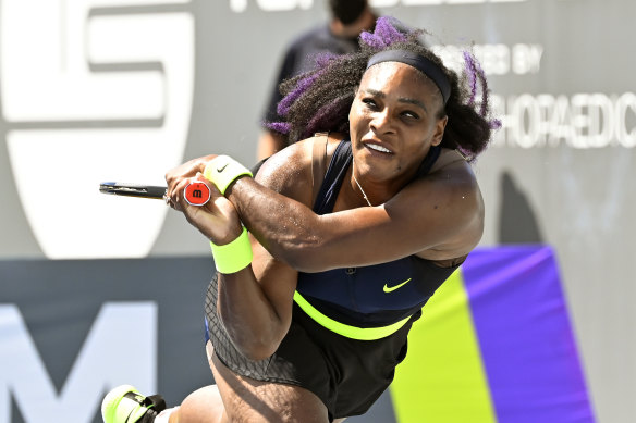 Serena Williams in action against Shelby Rogers.
