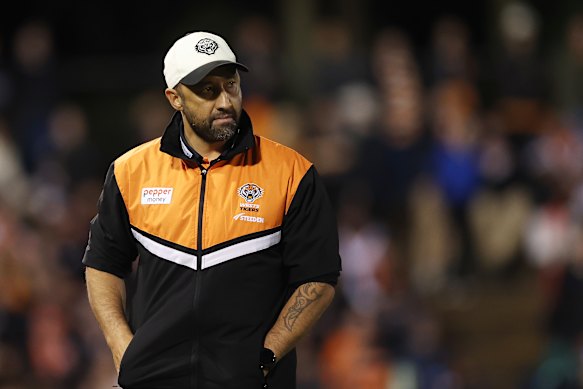 Dejected: Tigers coach Benji Marshall.