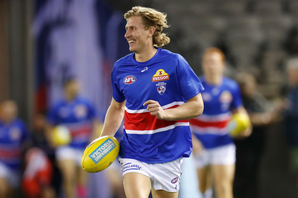 Key forward Aaron Naughton will return for the Bulldogs after facial surgery. 