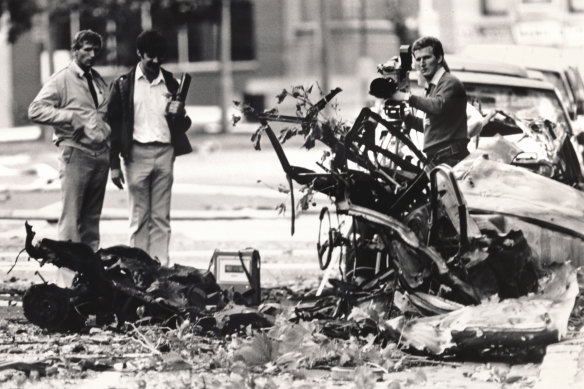 The car bomb that ripped through the police headquarters in Russell Street on March 27, 1986.