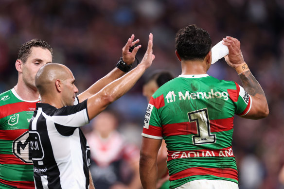 Latrell Mitchell is sent to the sin-bin.