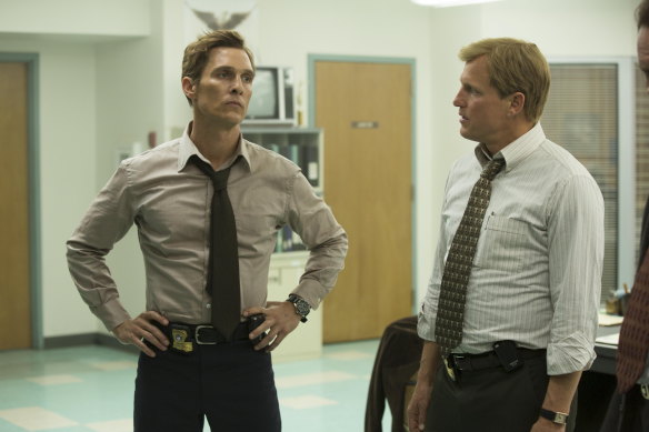 Matthew McConaughey as Rustin Cohle and Woody Harrelson as Martin Hart in True Detective: anti-hero.