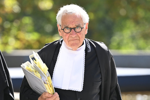 Ron Merkel, KC, outside the Federal Court on Monday.